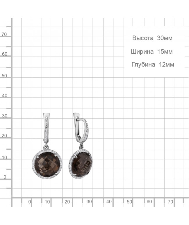  Серьги из серебра с кварцем 