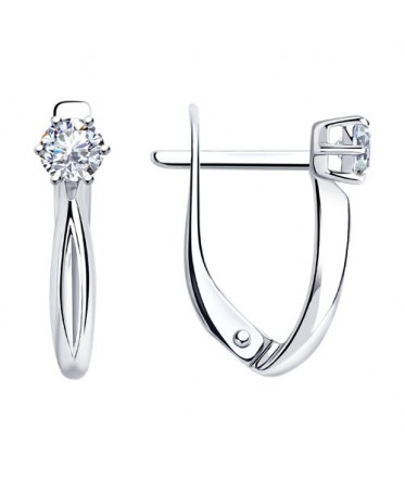 Серьги из серебра с фианитами 