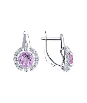 Серьги из серебра с аметистами 