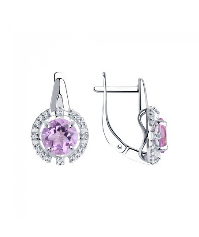 Серьги из серебра с аметистами Серьги из серебра с аметистами