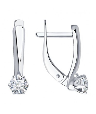 Серьги из серебра с фианитами 