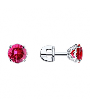 Серьги из серебра с корундами