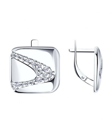 Серьги из серебра с фианитами