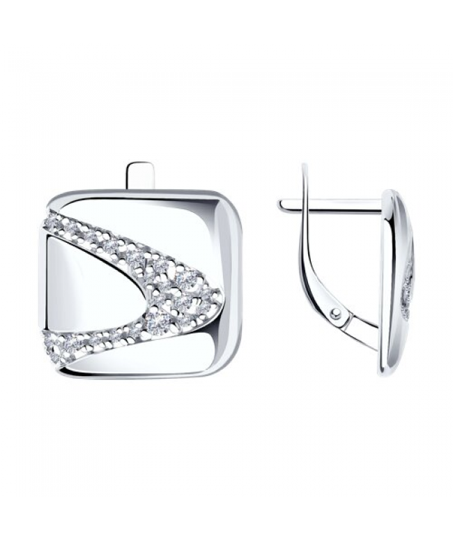 Серьги из серебра с фианитами