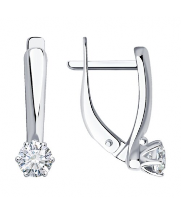 Серьги из серебра с фианитами 