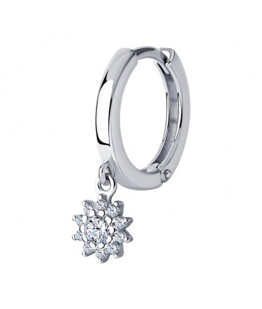 Серьга из серебра с фианитами