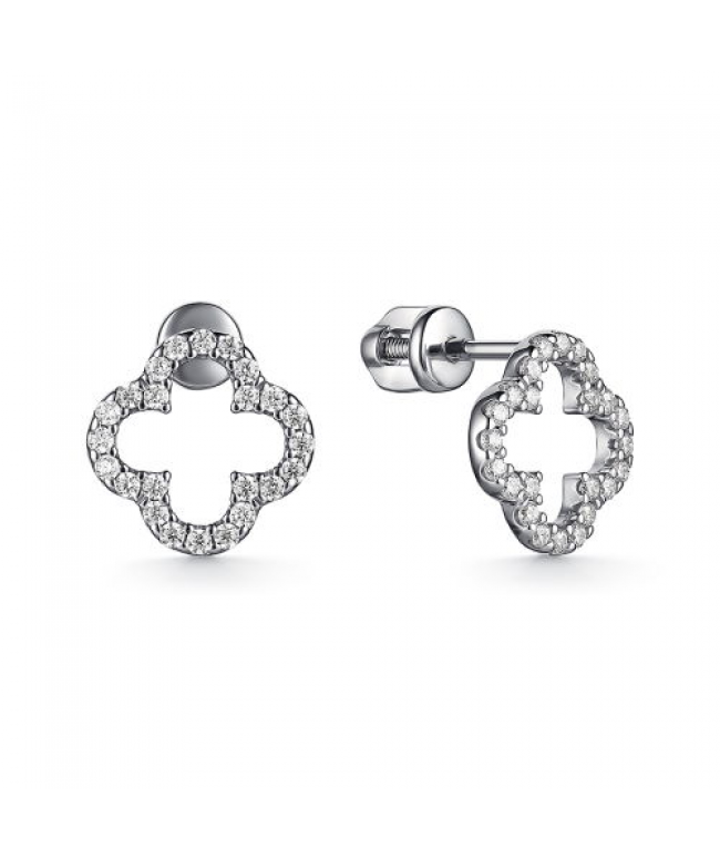Серьги из серебра с фианитами