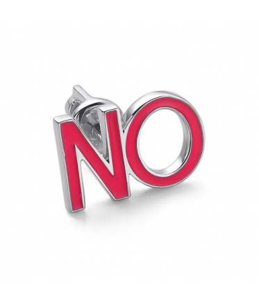 Серьга из серебра с эмалью "No"