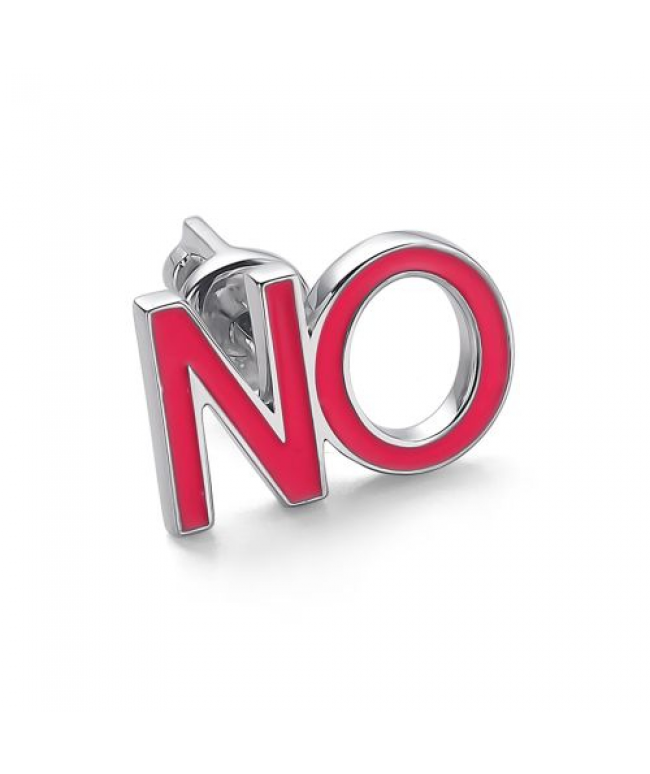 Серьга из серебра с эмалью "No"