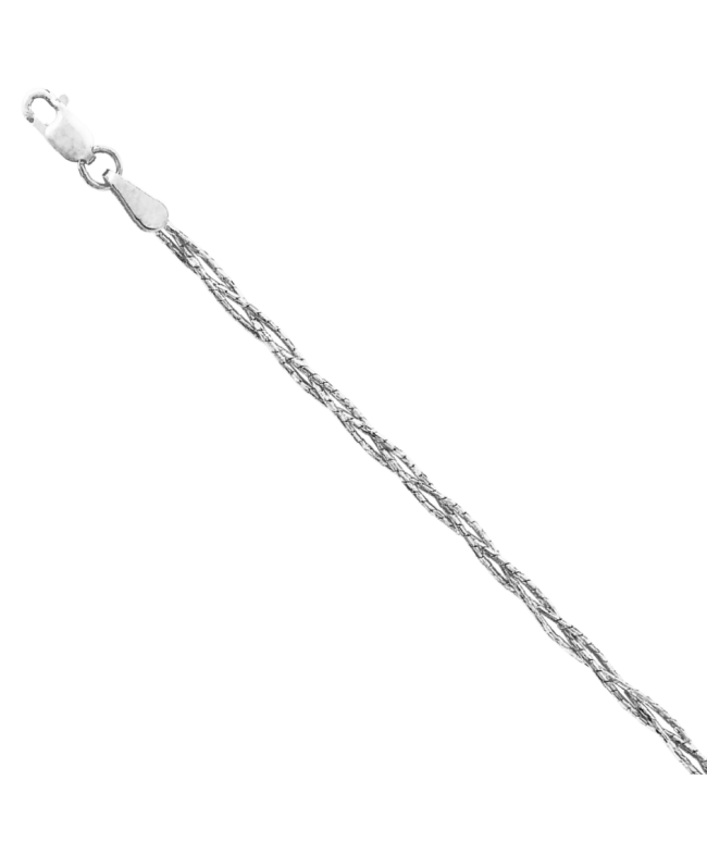 Браслет из серебра Гурмета кованая круглая косичка из 3-х цепочек с алмазной гранью Браслет из серебра Гурмета кованая круглая косичка из 3-х цепочек с алмазной гранью