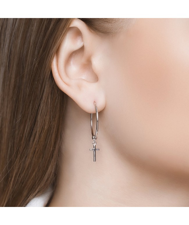 Серьги из серебра с крестом Серьги из серебра с крестом