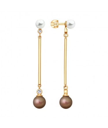 Серьги из золочёного серебра с жемчугом Swarovski