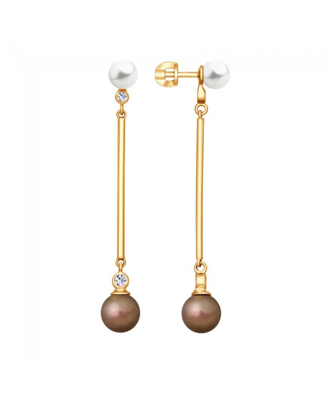 Серьги из золочёного серебра с жемчугом Swarovski Серьги из золочёного серебра с жемчугом Swarovski